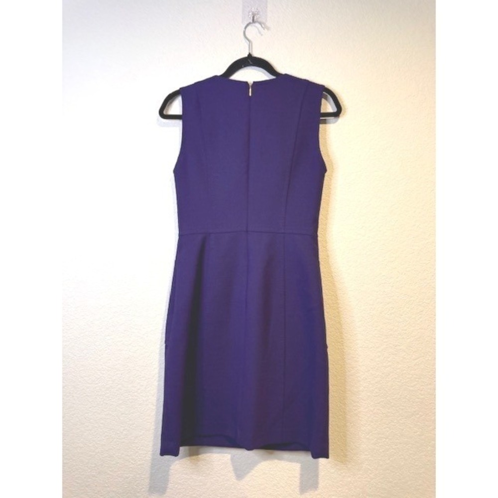 Tory Burch Purple Wool Blend Sleeveless Shift Dress Gold Zip Pockets Size 4 - Picture 5 of 8
